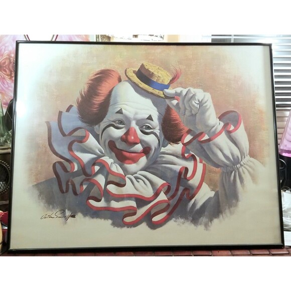 Vintage Arthur Sarnoff Elmo the Clown Circus Clown Poster 28"x22" - Picture 1 of 3